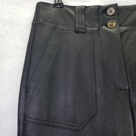Maeve Colette Pants Women's Sz 0 Black Faux Leather Wide Leg Anthropologie 28x31 - Picture 5 of 16